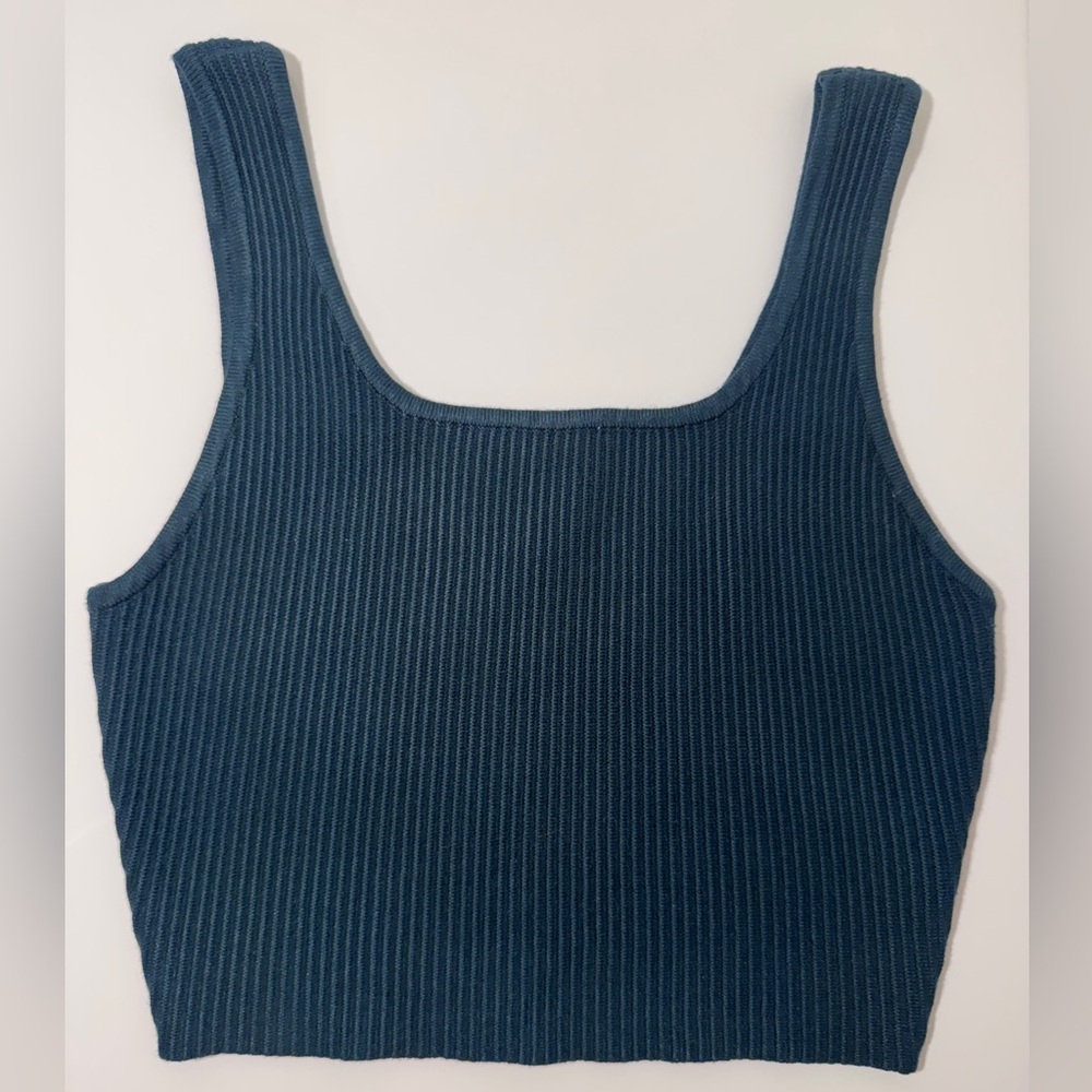 House of Harlow 1960 Teal Ribbed Crop Top